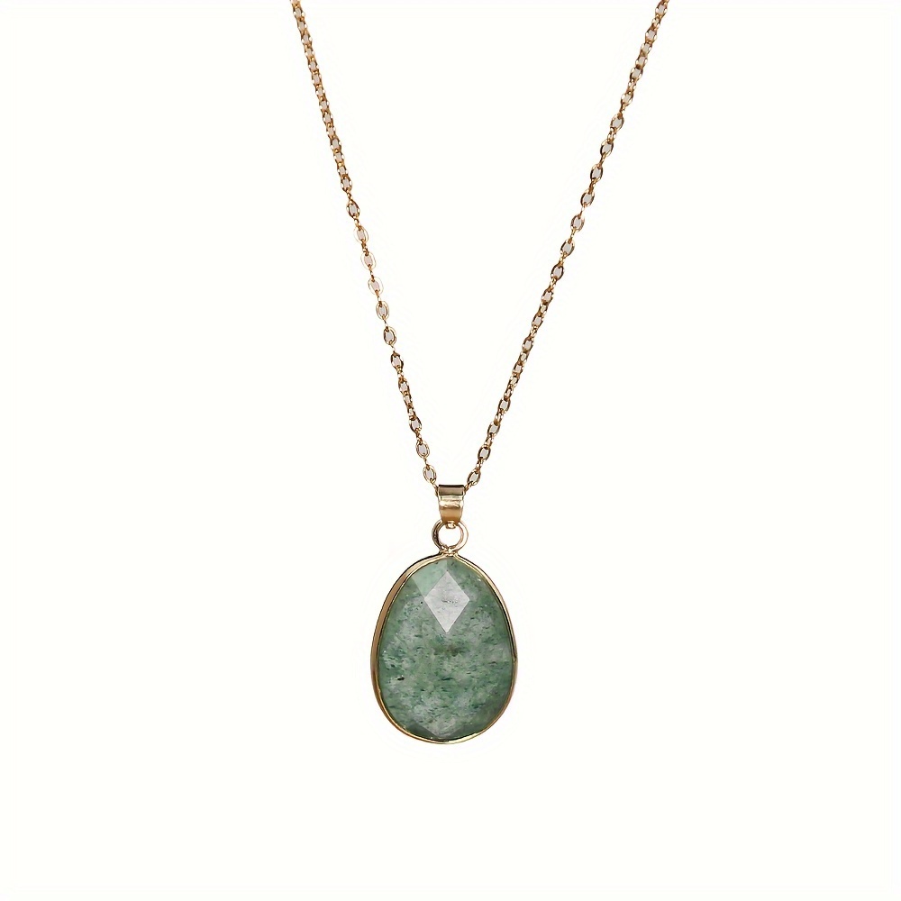 Vintage Boho Natural Stone Pendant Necklace French Jewelry